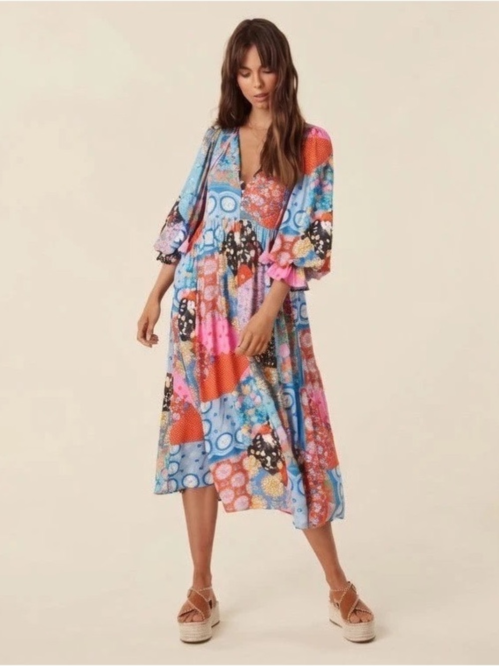 Spell & the Gypsy Collective Cha Cha Boho Midi Dress in Jewel - XXL